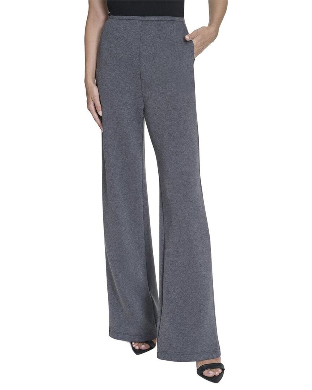 Halston Heritage Gray Wide Leg Mélange Pant