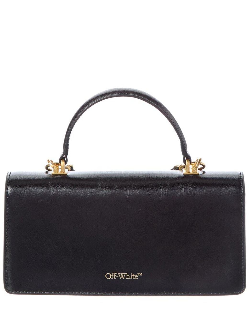 Off-White c/o Virgil Abloh Black Jitney East West Leather Shoulder Bag