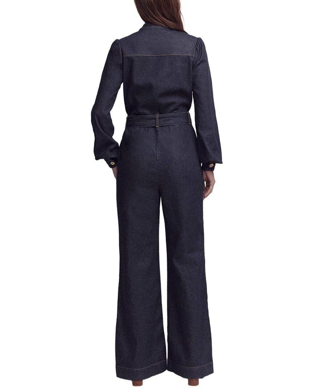 Boden Blue Bootcut Button Denim Jumpsuit