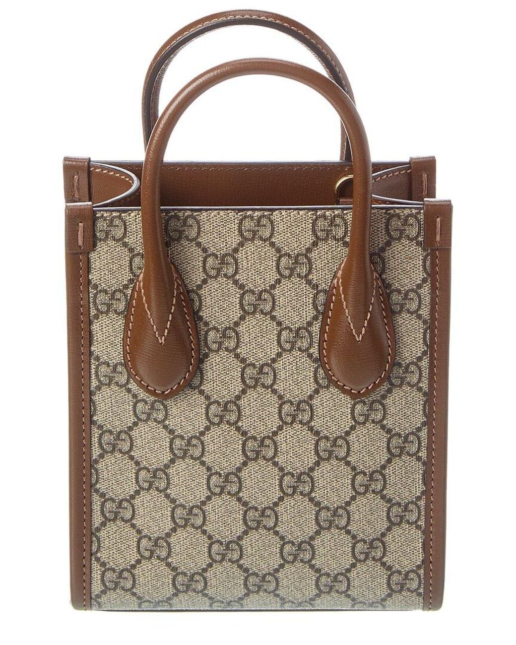 Gucci Brown Mini GG Supreme Canvas & Leather Tote