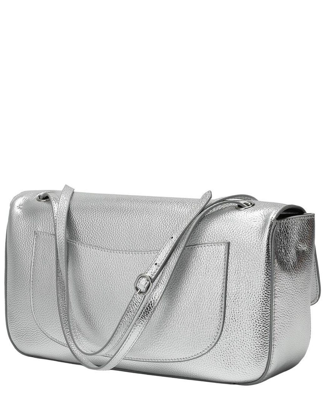 Tiffany & Fred Paris Gray 33Cm Leather Flap Tote
