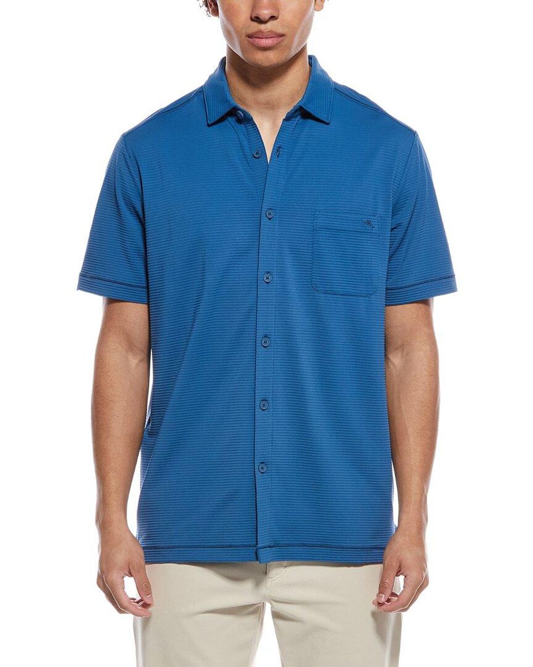 Tommy Bahama Blue Costa Wave Islandzone Camp Shirt for men