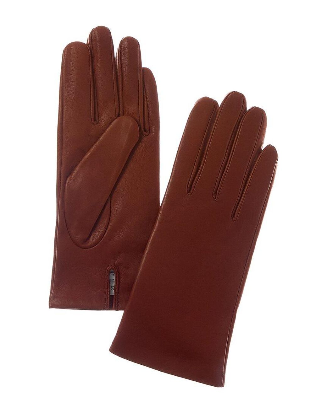 Sofiacashmere Red Sofiacashmere Classic Cashmere-Lined Nappa Leather Gloves