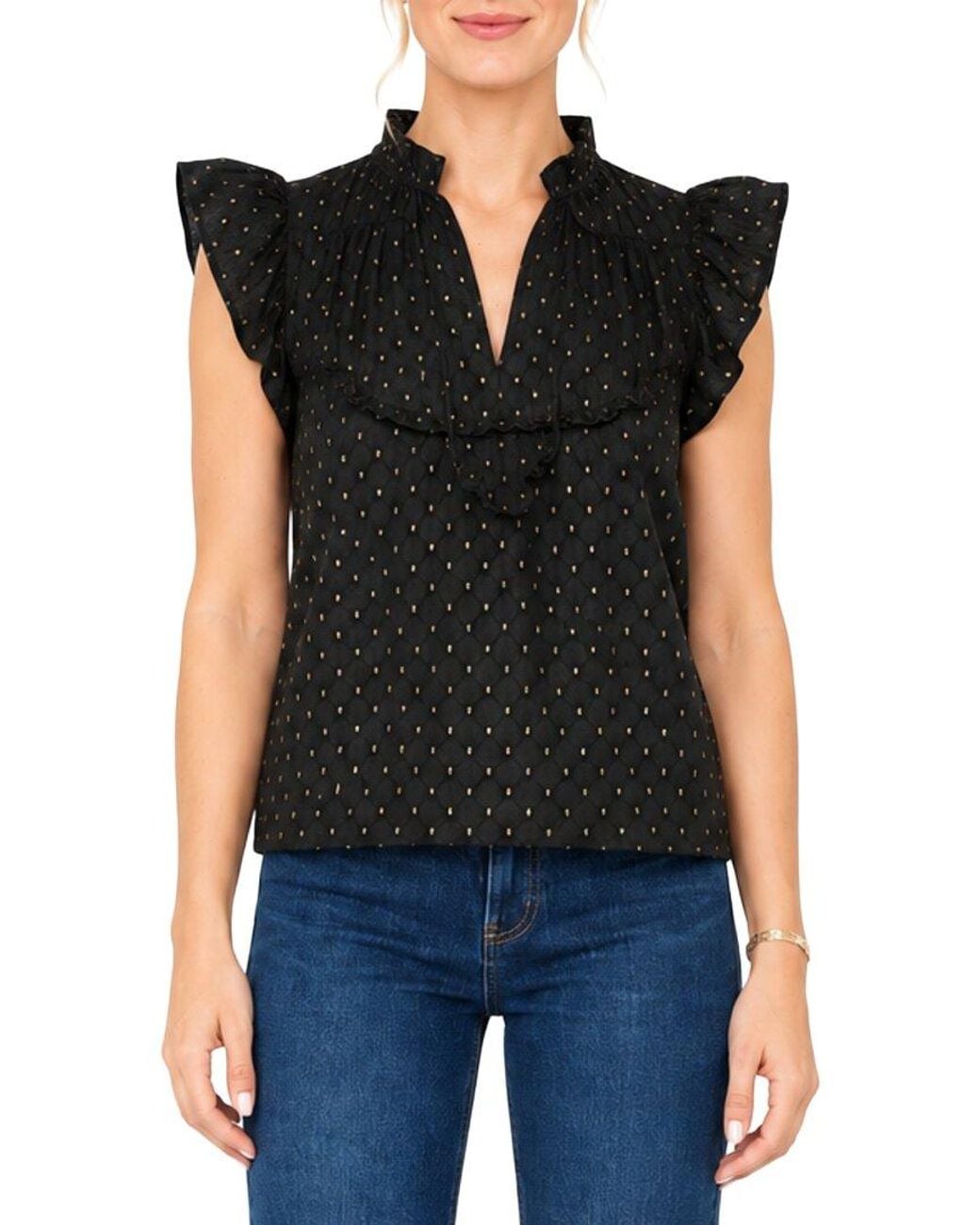 Sail To Sable Black Flutter Sleeve Top