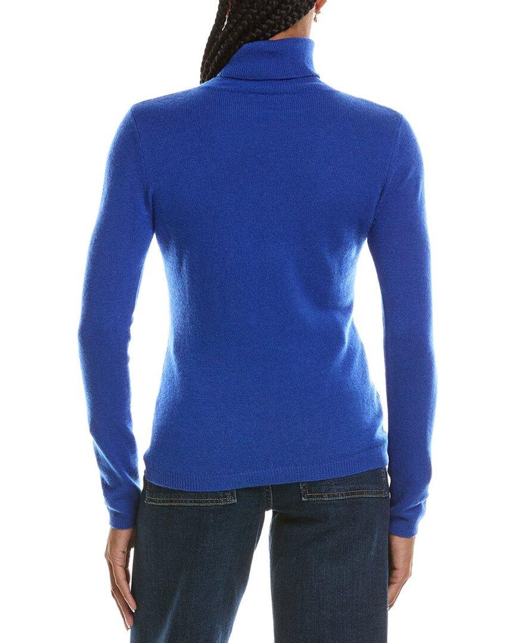 Forte Blue Basic Turtleneck 100% Cashmere Pullover