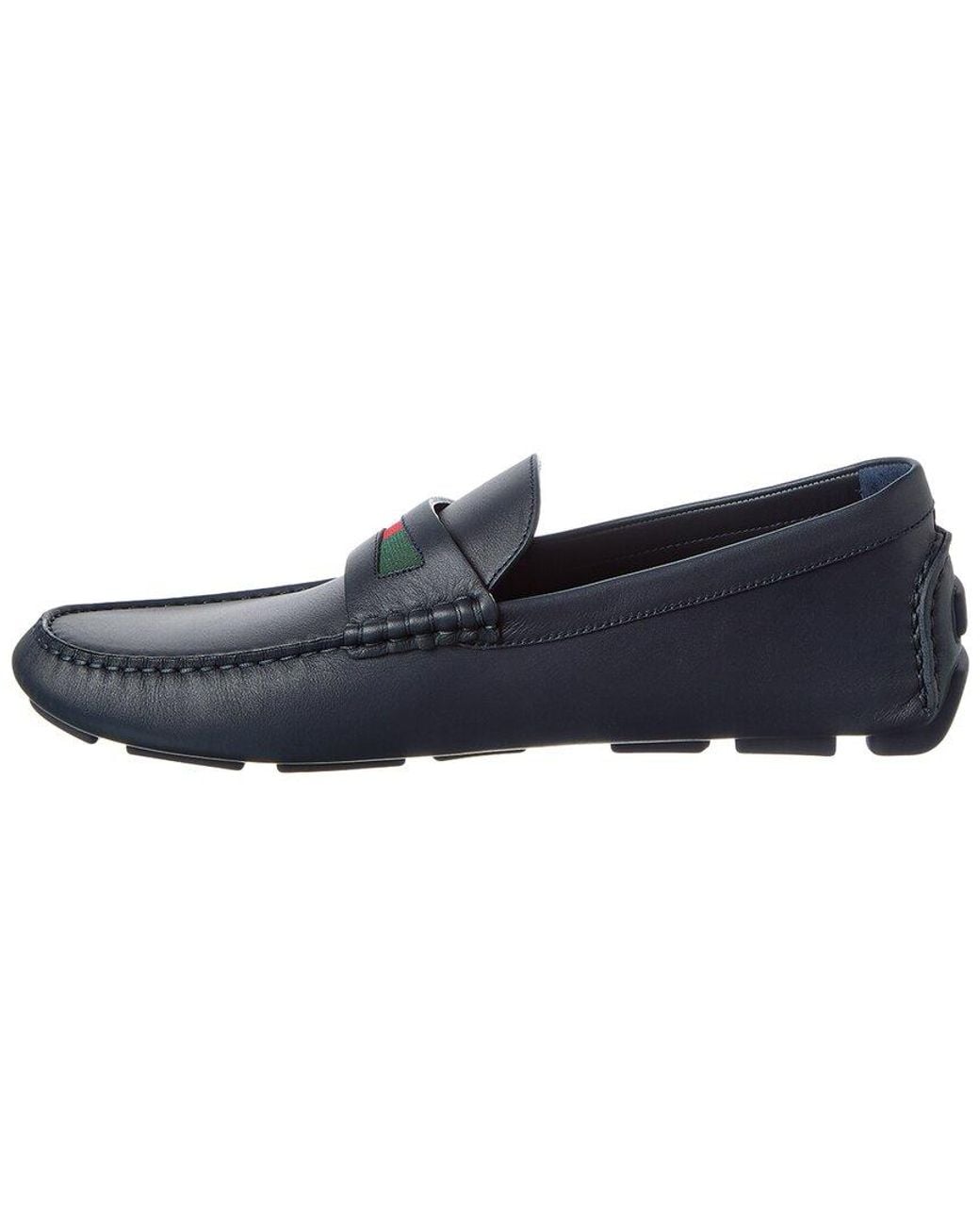 Gucci Blue Gg Logo Leather Loafer for men