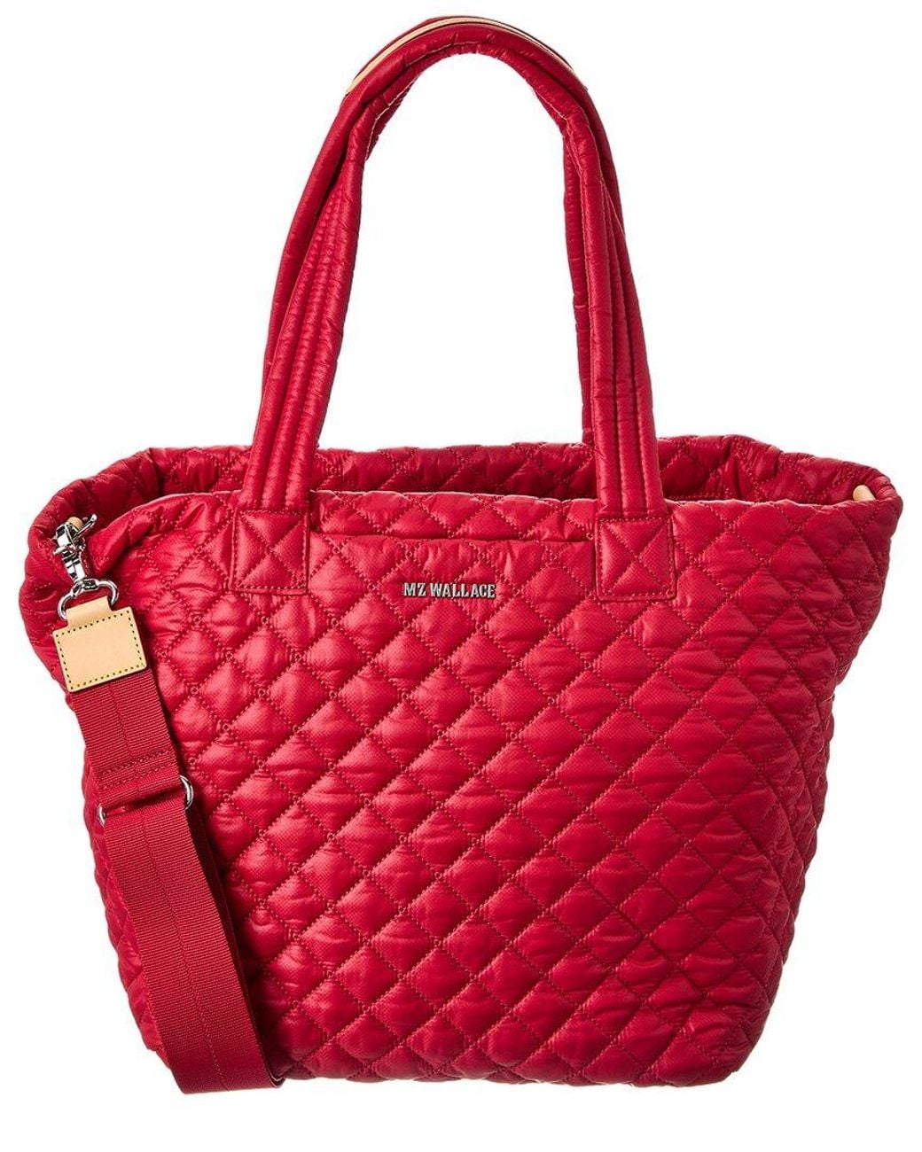 MZ Wallace Red Medium Metro Nylon & Leather Tote Deluxe