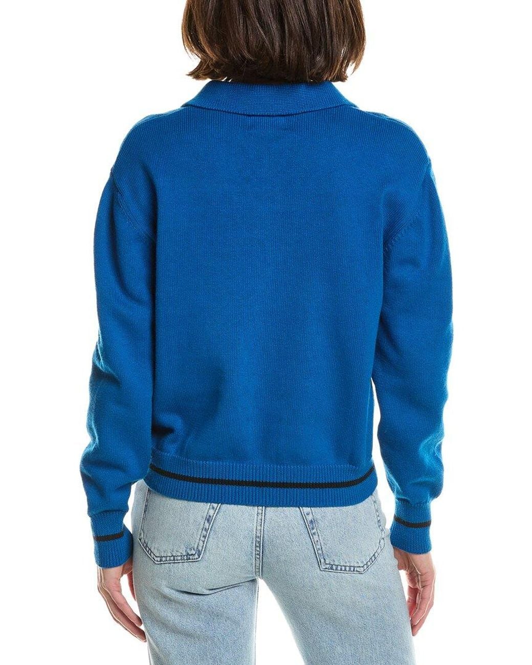 Brodie Cashmere Blue Varsity Zip Through Cashmere-Blend Jacket