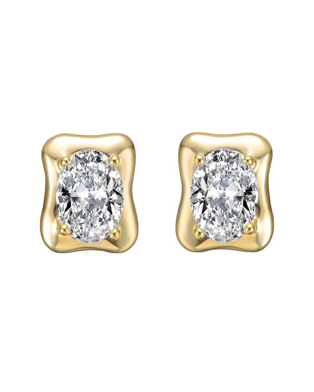 Genevive Jewelry Metallic 14K Diamond Cz Earrings