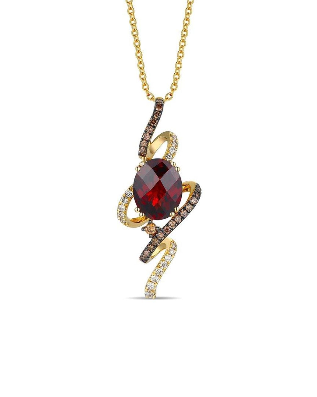 Le Vian White Le Vian Pomegranate Garnet Chocolate Shavings 14K 3.73 Ct. Tw. Diamond & Garnet Pendant Necklace