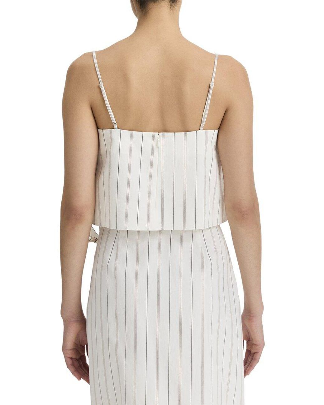 Vince Gray Seedling Stripe Draped Front Tank