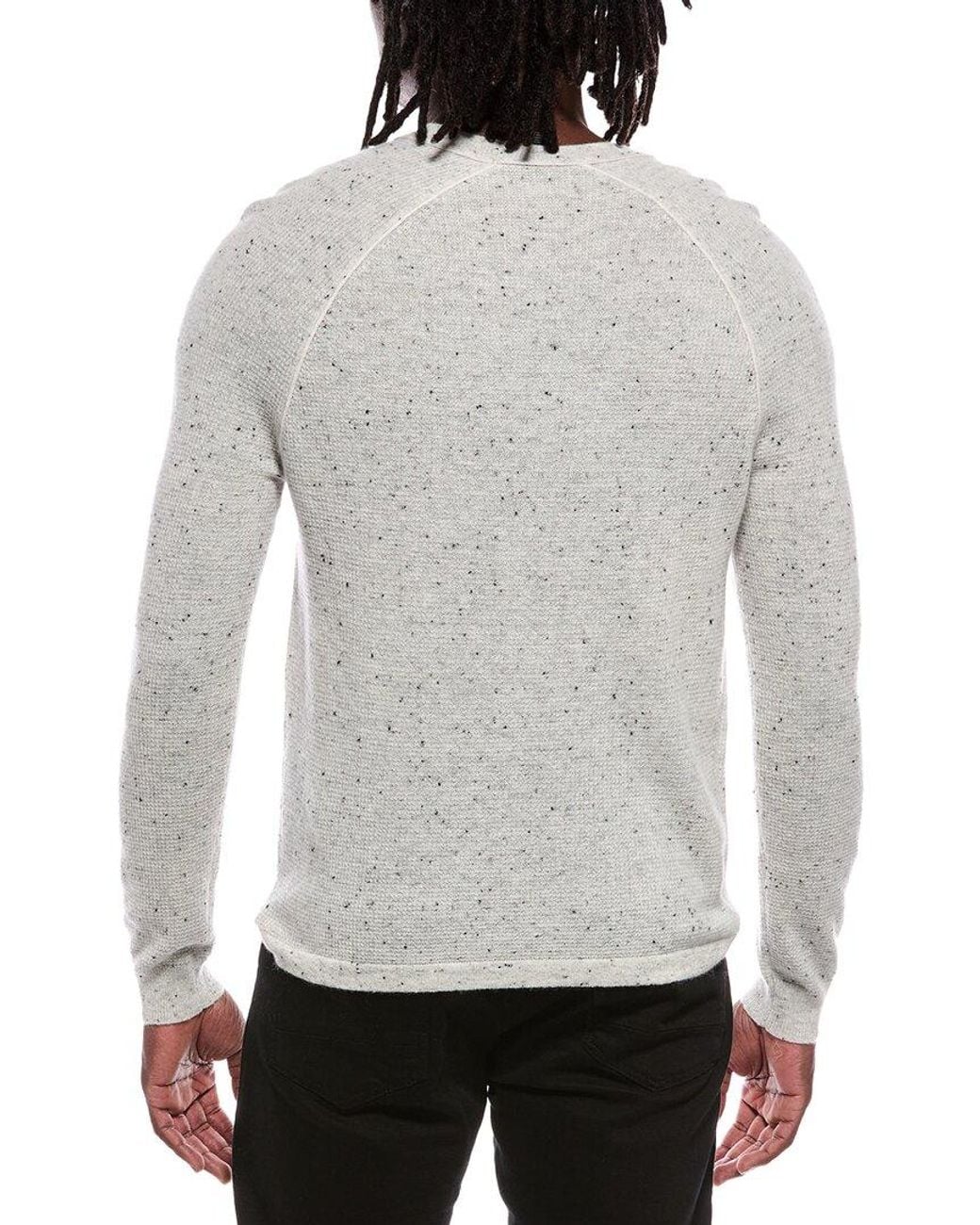 Autumn Cashmere Gray Thermal 100% Cashmere Crewneck Sweater for men