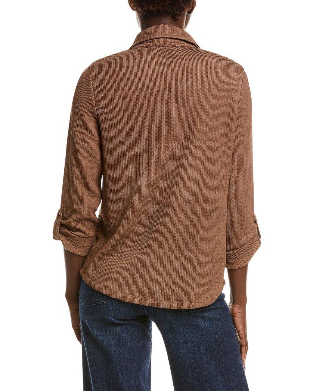 Anne Klein Brown Crinkle Shirt