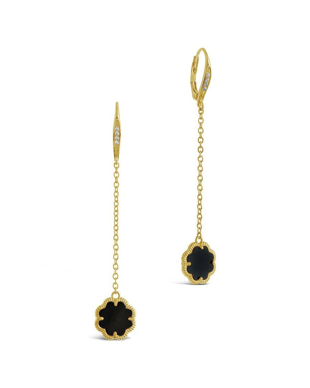 Sterling Forever Multicolor 14k Plated Black Onyx Long Drop Earrings