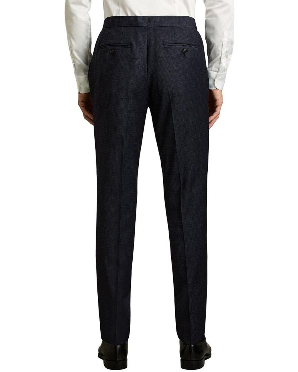 Reiss Blue Hatch Textured Wool-Blend Trouser for men