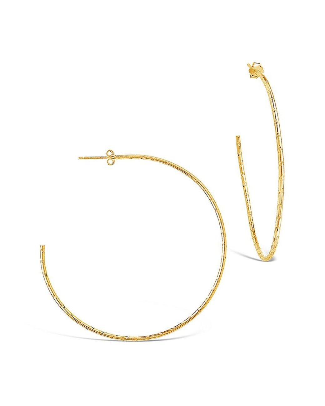 Sterling Forever Metallic 14k Over Silver Textured Hoops