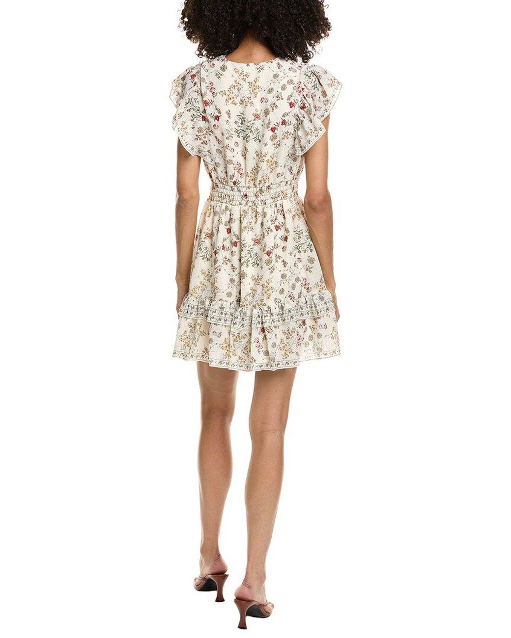 Max Studio White V-Neck Flutter Sleeve Mini Dress