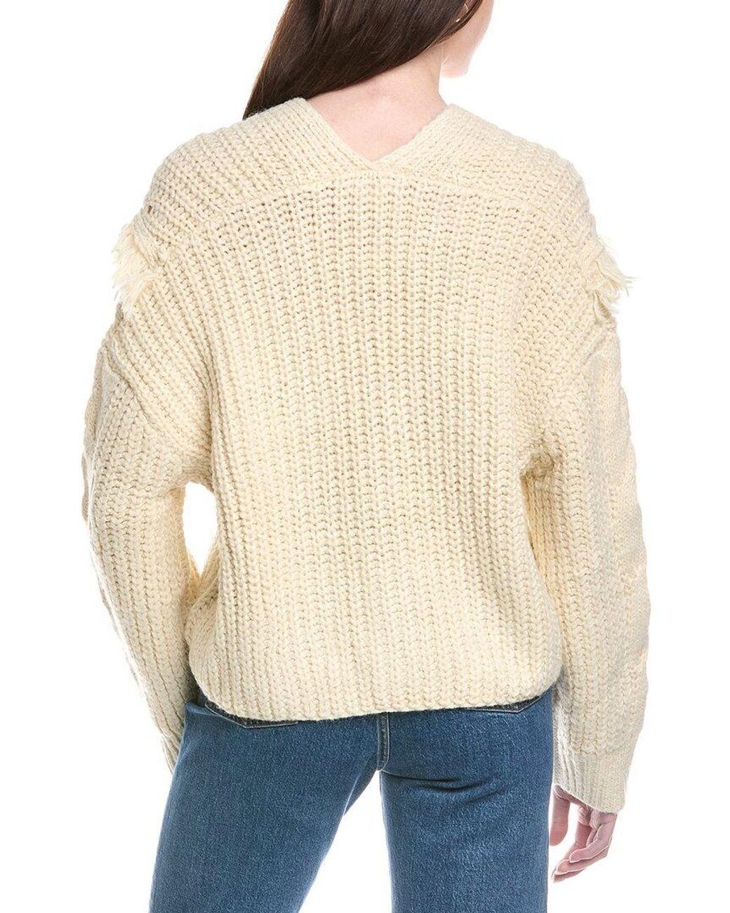 Line & Dot Blue Sade Fringe Wool-Blend Cardigan