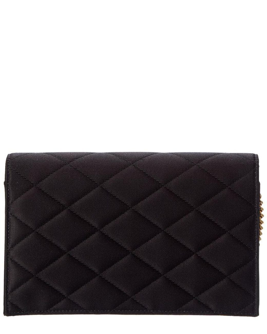 Saint Laurent Black Paris Satin Wallet On Chain
