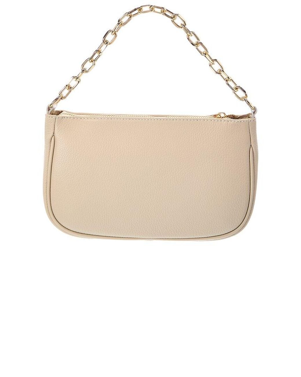 Italian Leather Natural Beatrice Leather Top Handle Bag