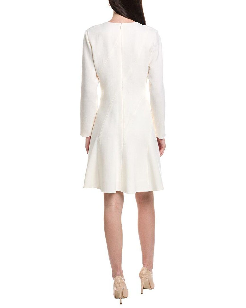 Lafayette 148 New York White Flounced Hem Wool Mini Dress