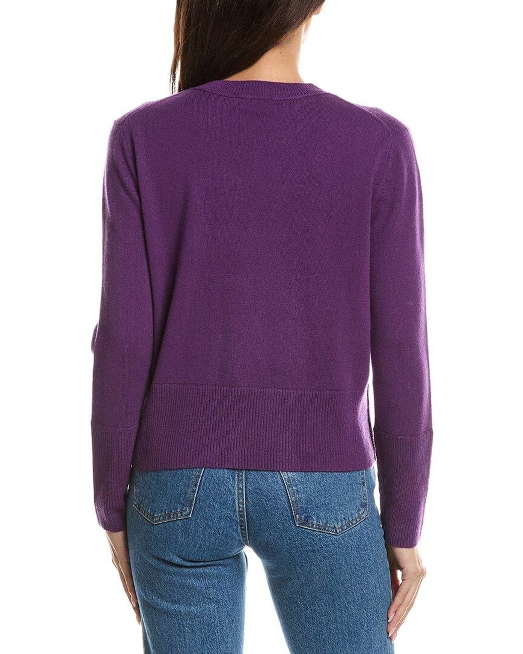 Forte Purple Exposed Seam Crewneck 100% Cashmere Sweater