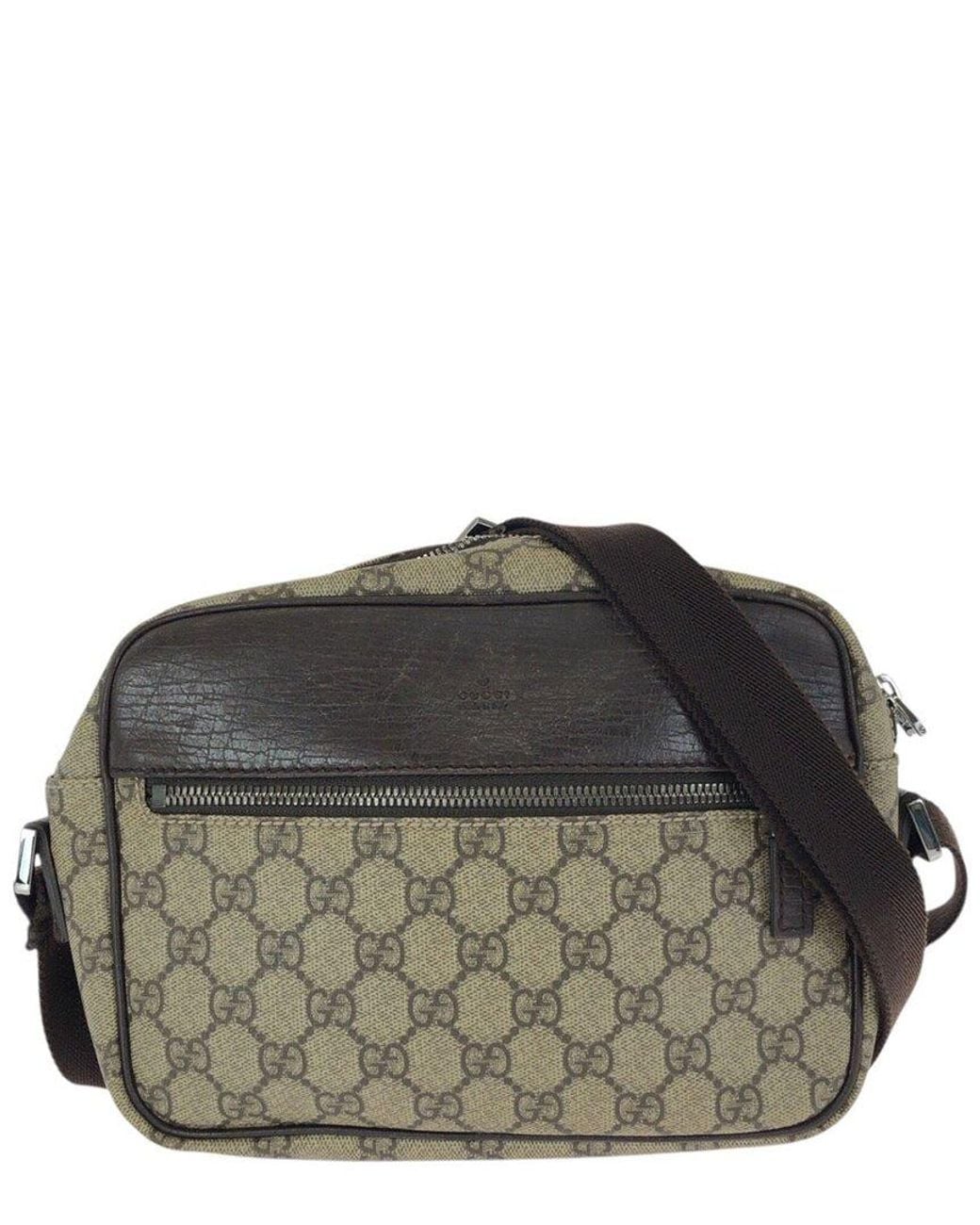 Gucci Black Beige Gg Supreme Canvas & Leather Shoulder Bag (authentic Pre-loved)