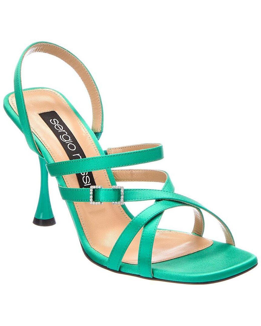 Sergio Rossi Blue Slingback 100 Satin Sandal