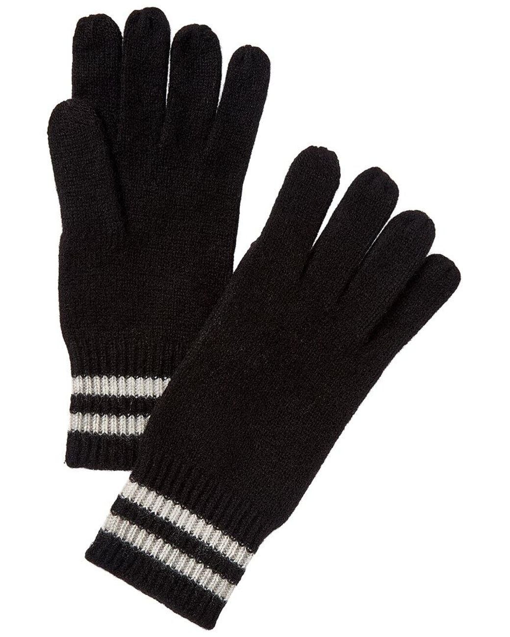 Phenix Black Double Stripe Cuff Cashmere Touch Tech Gloves