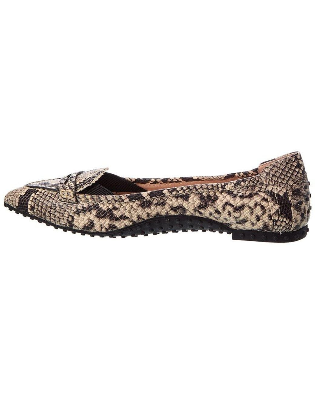 Tod's Brown Snake-Embossed Leather Flat