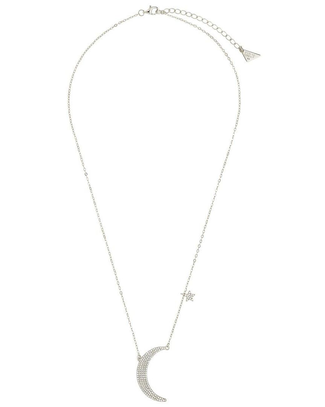 Sterling Forever White Cz Crescent Necklace