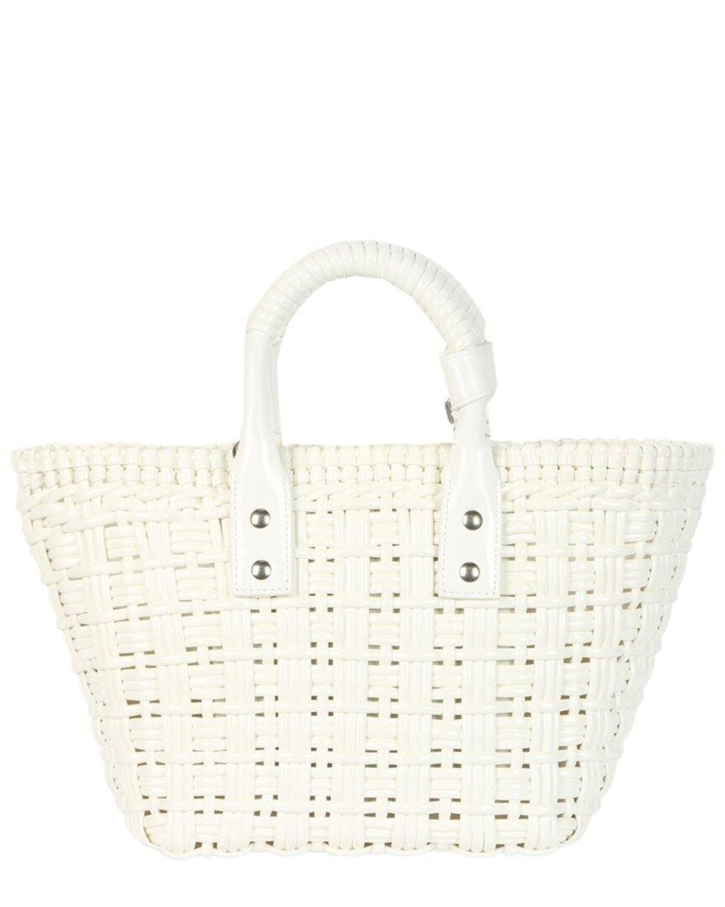 Balenciaga White Bistro Xs Basket Top Handle Bag