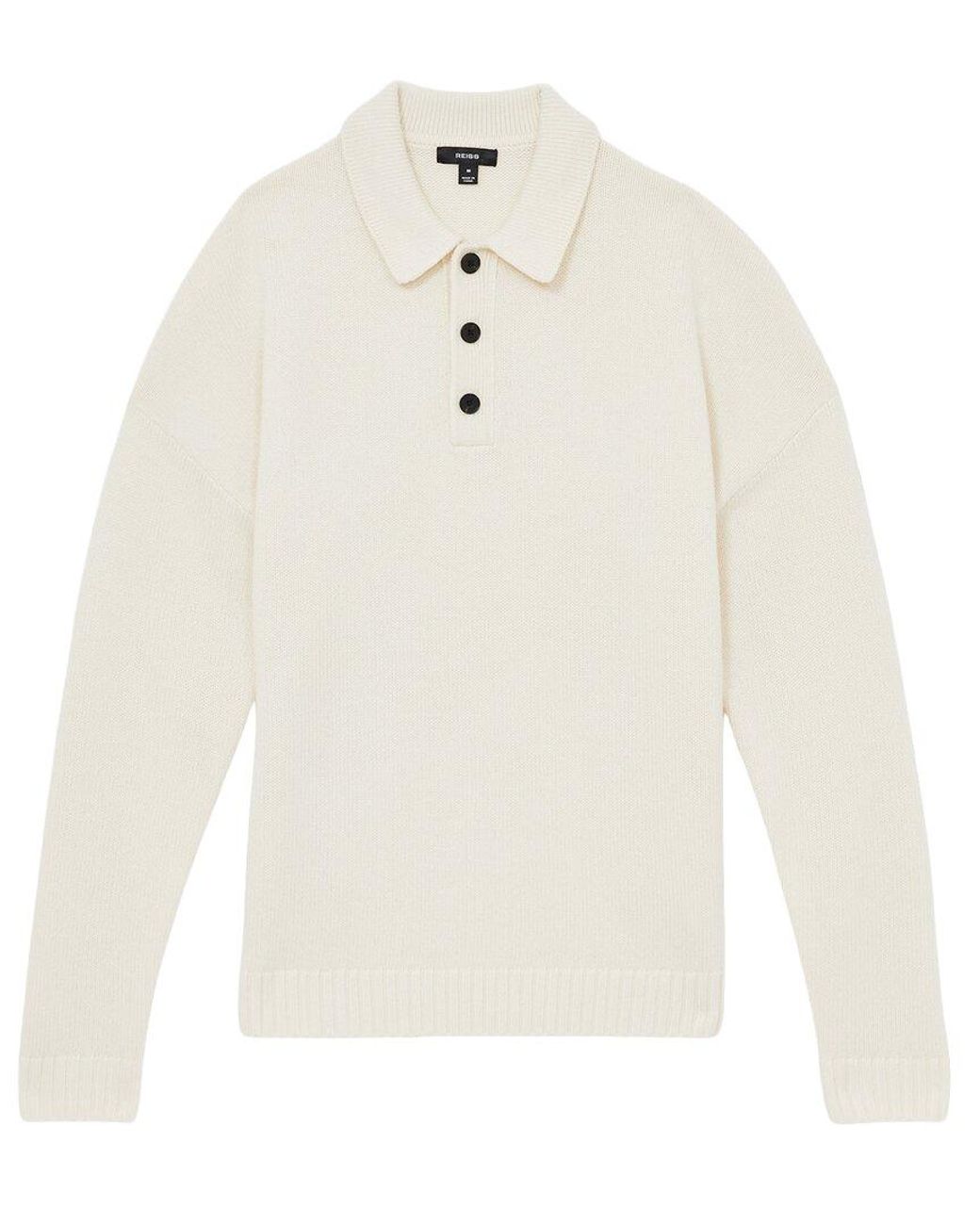 Reiss White Jacob Relaxed Wool-Blend 1/2-Zip for men