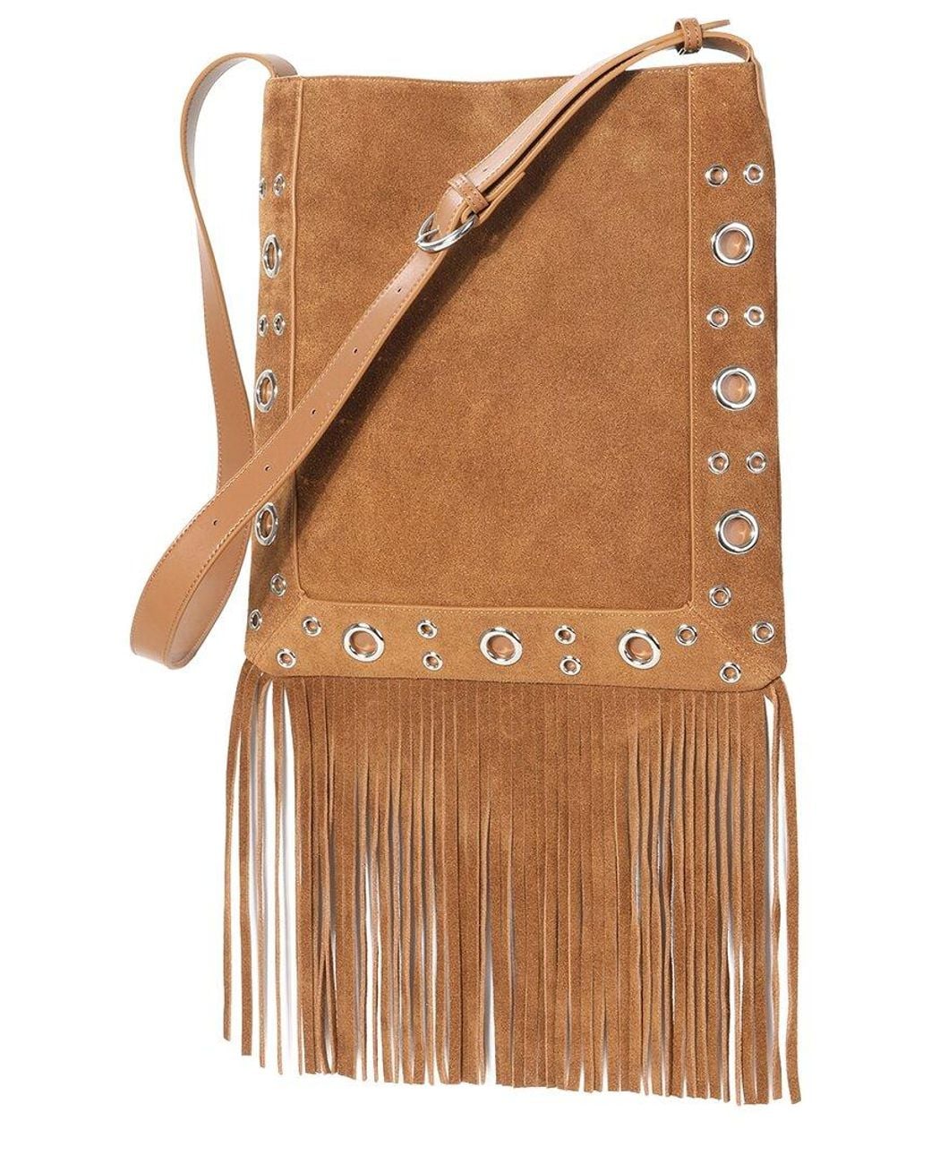 Tiffany & Fred Paris Brown Suede Fringe Crossbody