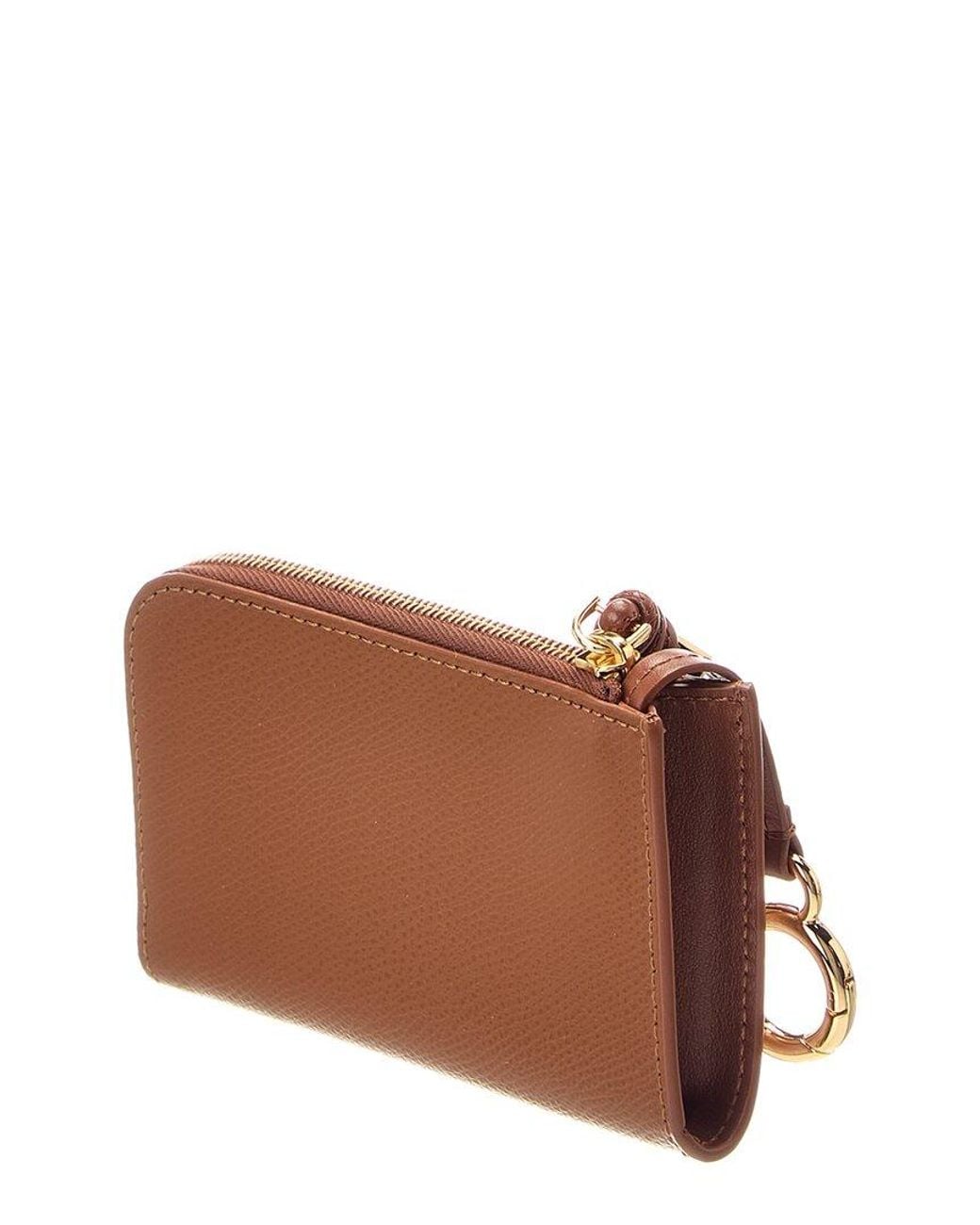 Fendi Brown Ff Diamond Leather Coin Purse