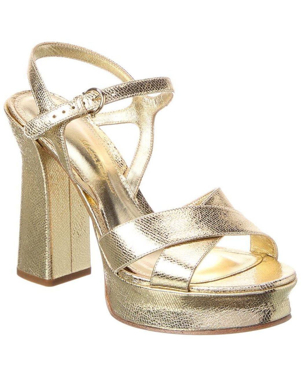Ferragamo Metallic Sonya Leather Sandal