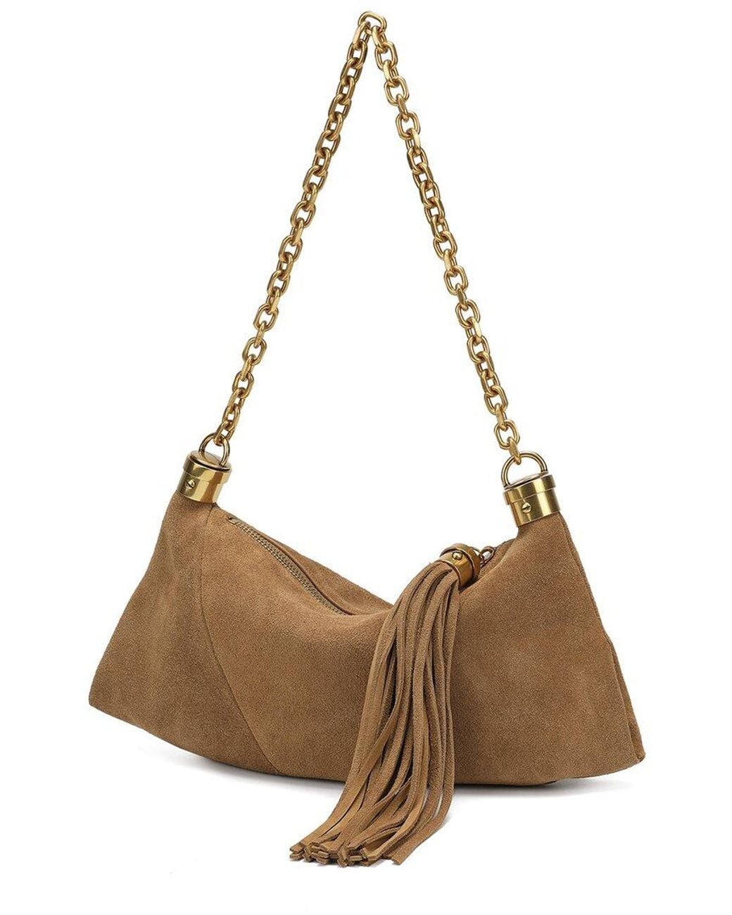 Tiffany & Fred Paris Brown Suede Tassel Hobo Bag