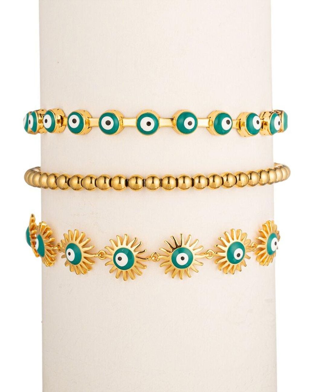 Eye Candy LA Metallic Sophia Evil Eye Double Strand Bracelet Set