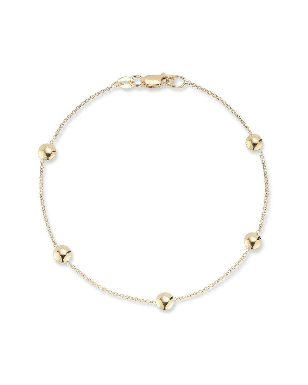 Italian Gold Natural 14K Button Station Bracelet