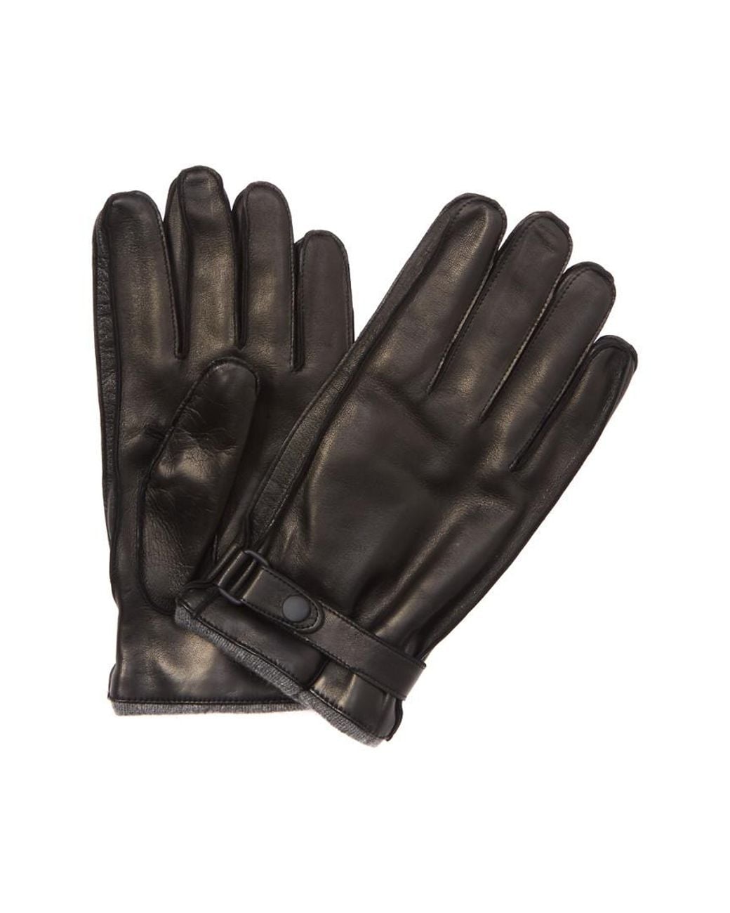 Portolano Black Leather Gloves for men