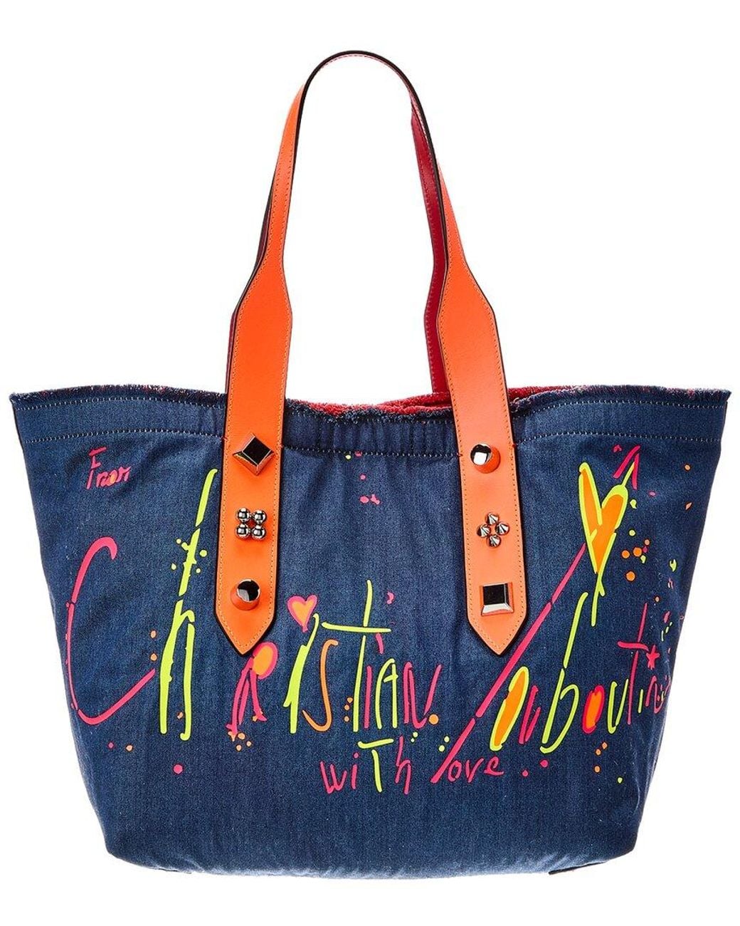 Christian Louboutin Blue Canvas & Leather Tote