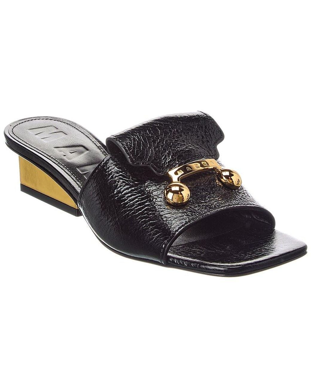Marni Black Leather Sandal