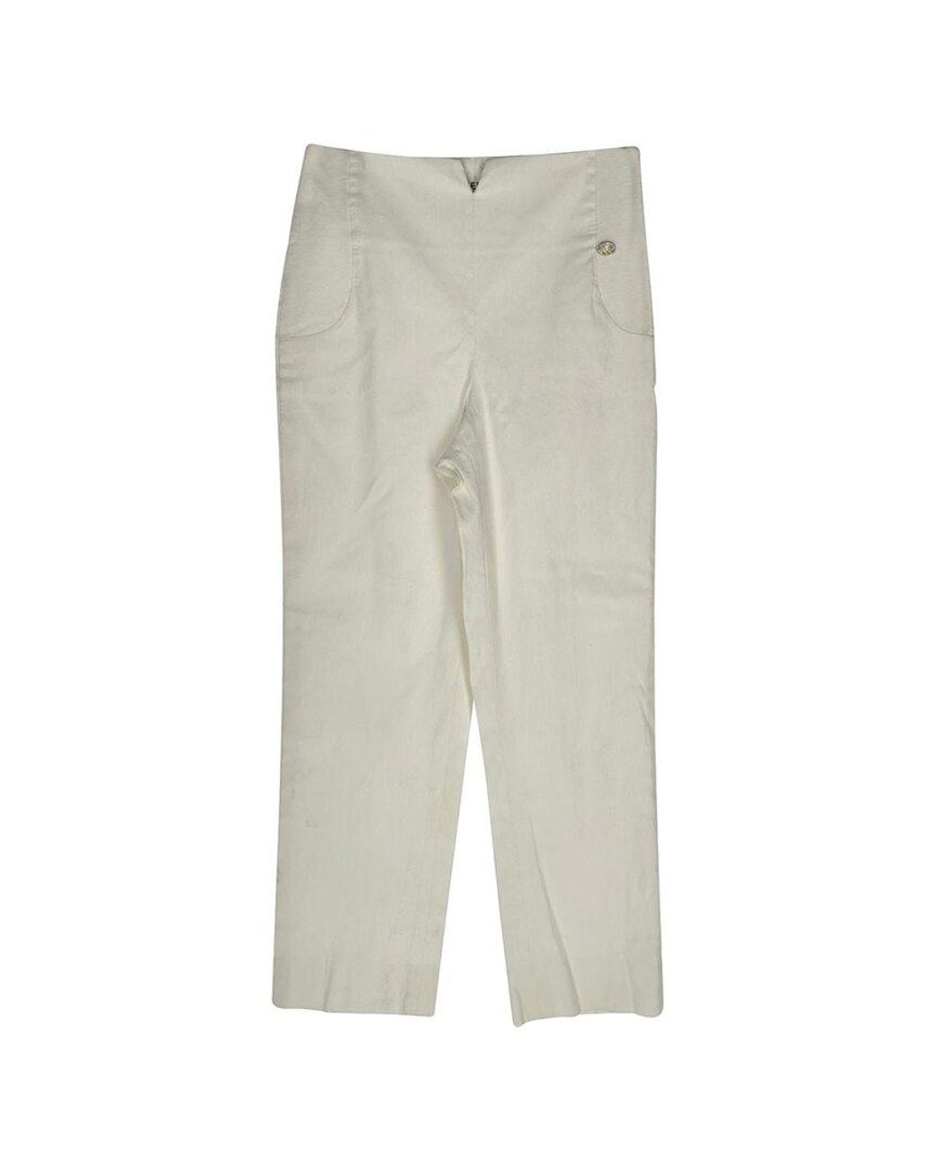 Chanel White Straight Leg Trouser, Size Eu (Authentic Pre-Loved)