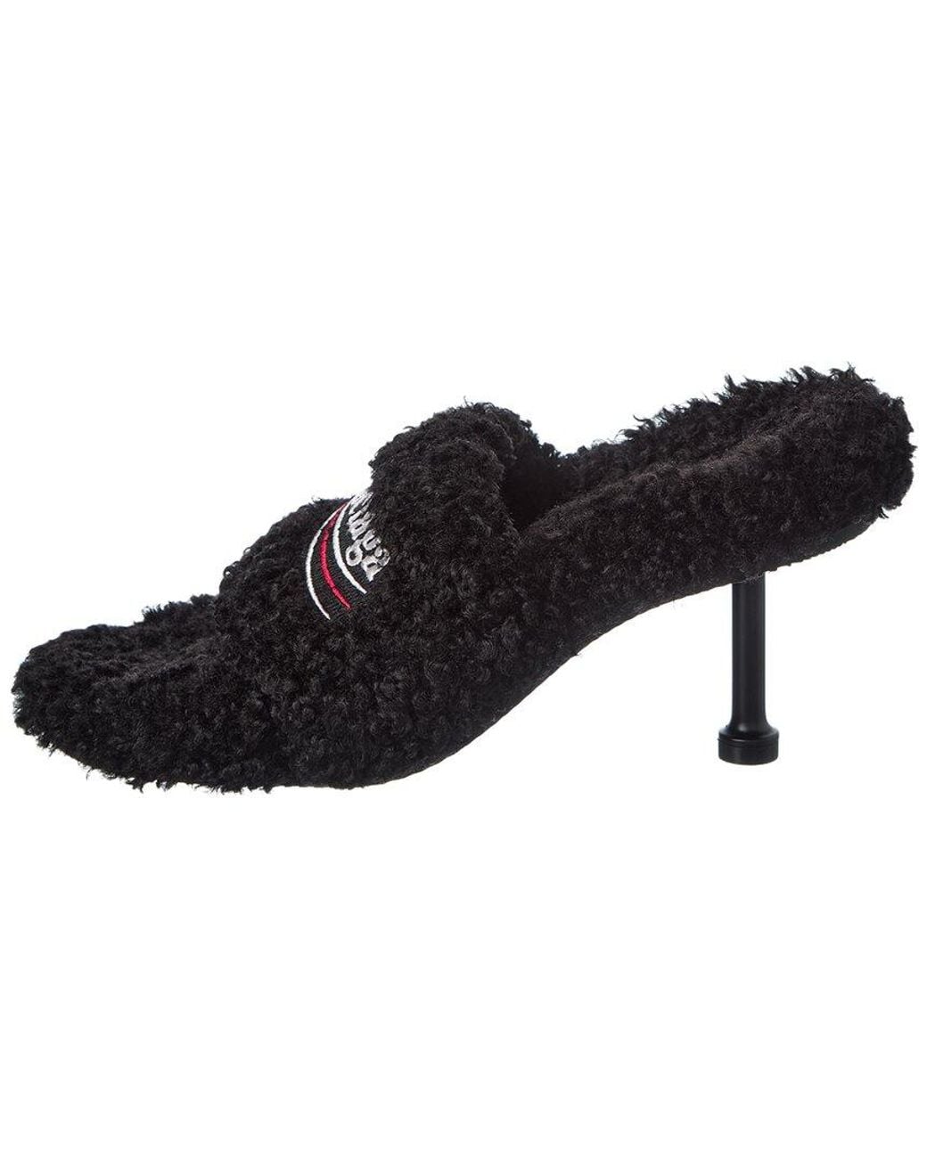 Balenciaga Black Furry Sandal