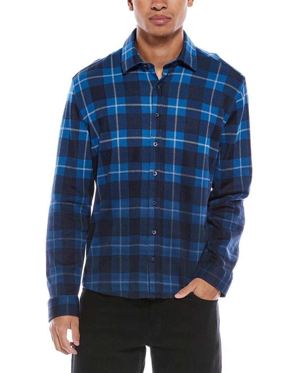 Stone Rose Blue Jacquard Knit Check Shirt for men