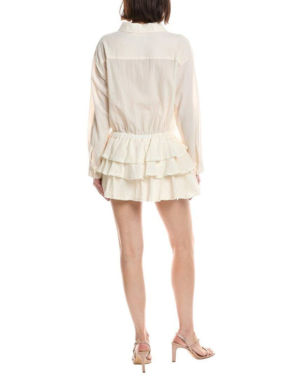 HL Affair Natural Long Sleeve Mini Dress