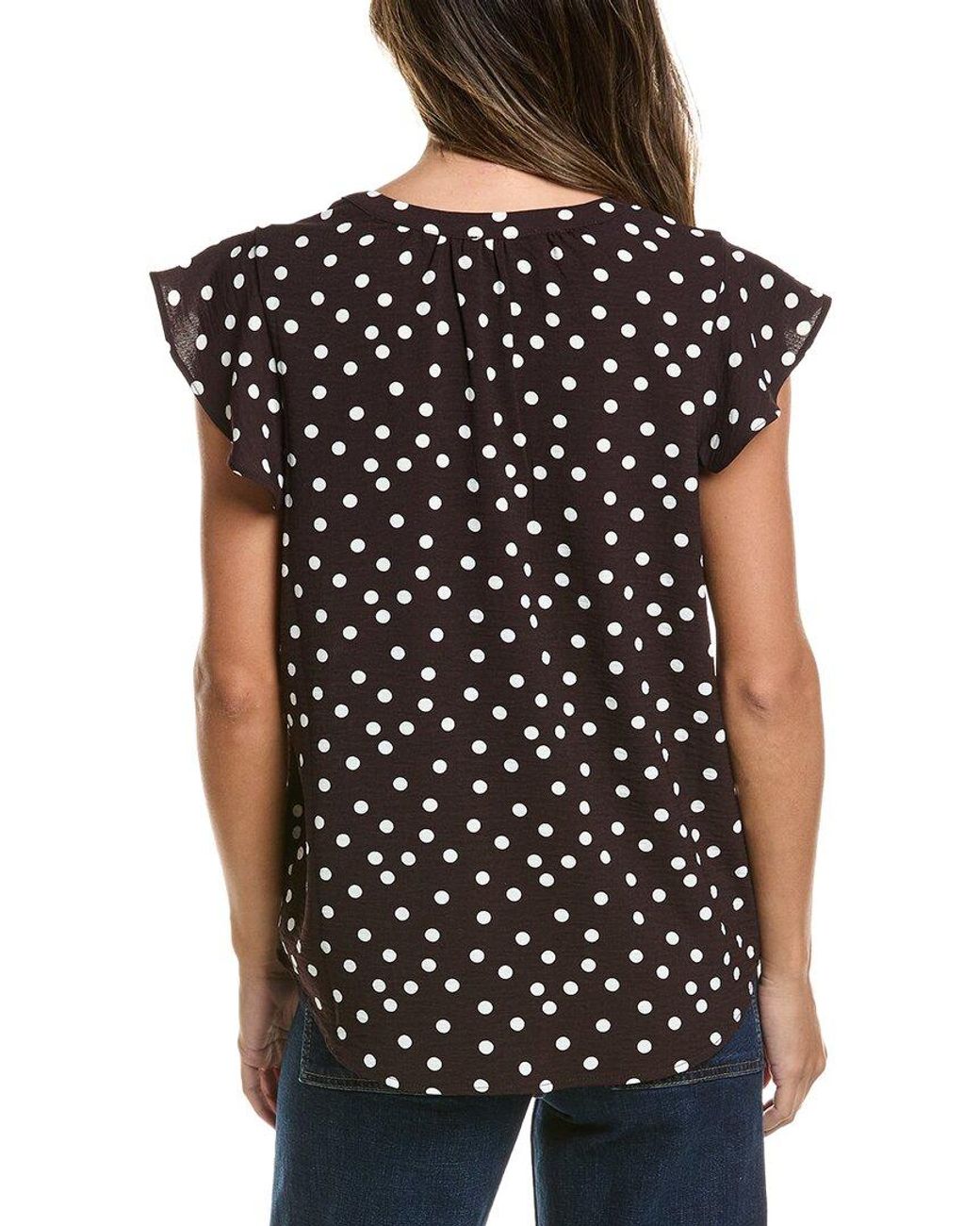 Adrianna Papell Black Printed Texture Airflow Woven Blouse