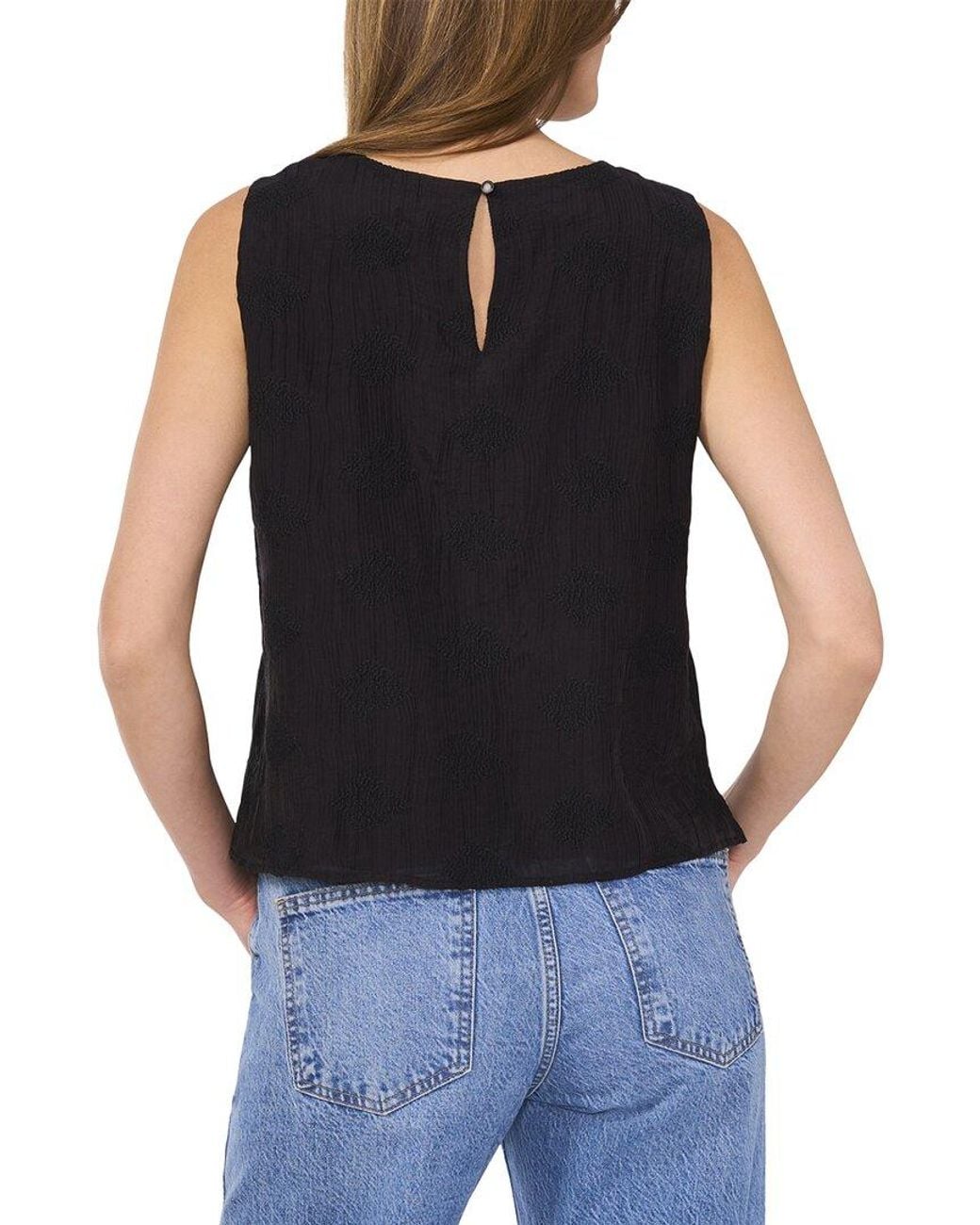 Vince Camuto Black Sleeveless Crewneck Blouse Crop