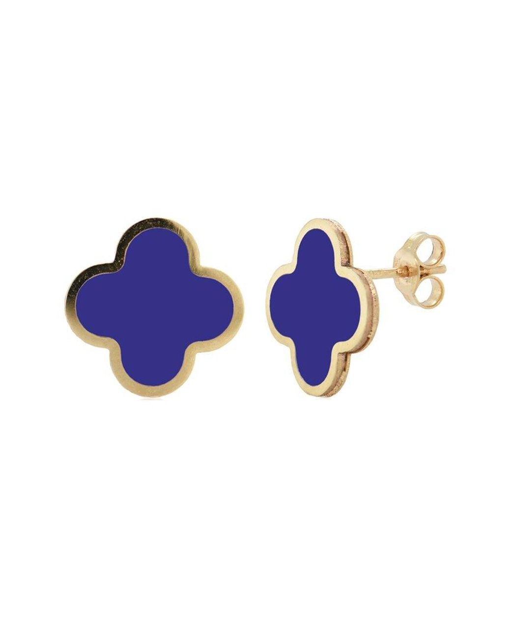 Italian Gold Blue 14K Lapis Clover Studs