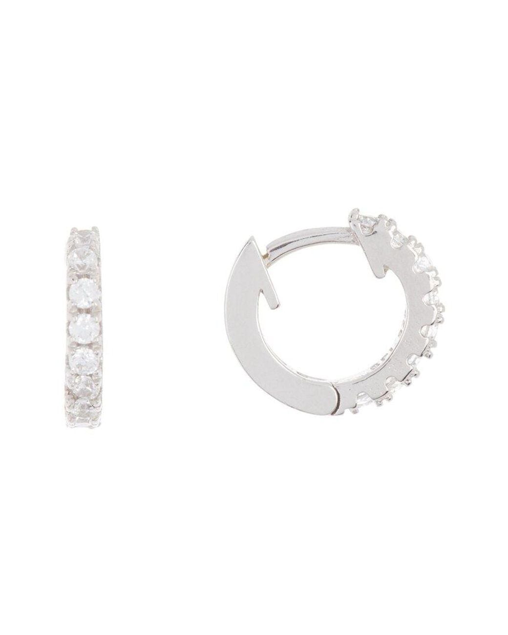 Adornia White Silver Huggie Earrings